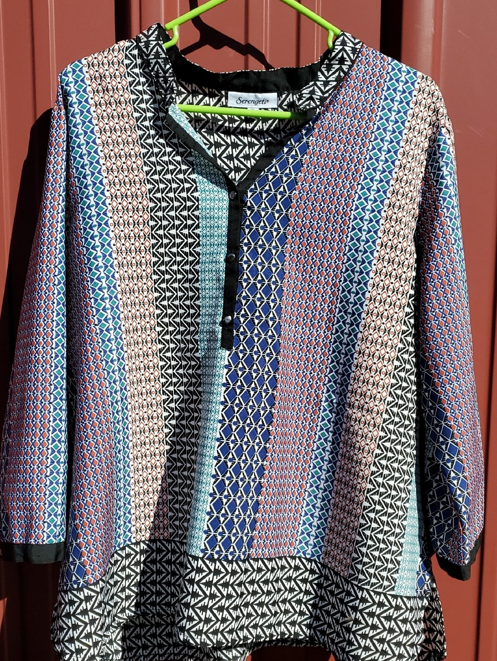Serengeti Blue Multi-Stripe Geometric Tunic